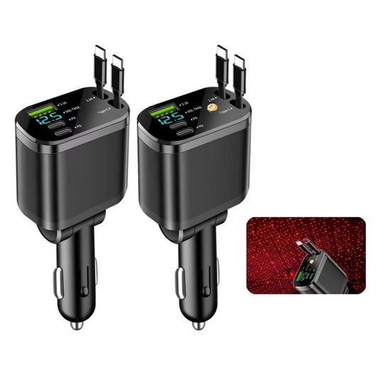 Samochodowa ładowarka 150W z wysuwanymi kablami do jednoczesnego ładowania wielu urządzeń